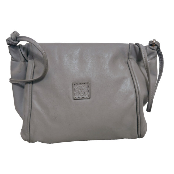 Vintage Anne Klein for Calderon grey Leather Crossbody Shoulder Bag - Picture 1 of 11